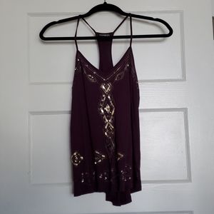 Express plum sequin tank top